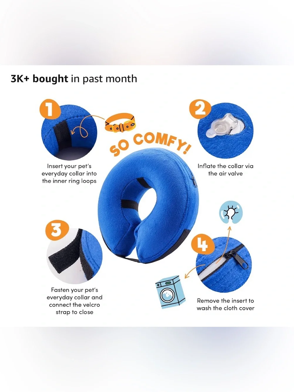 Blue Plush Donut Recovery Collar for Dogs - Comfortable Soft Support